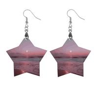 Boucles d'oreilles en bois violet en forme de lune - Pendentifs vintage en bois naturel - Crochets de boucles d'oreilles classiques pour femme, Apricot shaped, En bois, Bois.