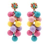 Boucles d'Oreilles en Boule Acrylique Colorée, Jolies Boucles d'Oreilles Pendantes Géométriques de Couleur Bonbon Boucles d'Oreilles Saint-Valentin en Perles pour Cadeaux de Fête pour Femmes