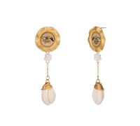 Boucles d'oreilles en coquillage brisé à motif rond européen et américain, longues boucles d'oreilles à pampilles en perles de coquillage naturel