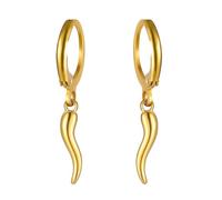 Boucles d'oreilles en corne italienne - Troisième œil du diable - Boucles d'oreilles cornicello porte-bonheur - Protection au piment - Talisman - Cadeau pour femme, Moyen, Acier inoxydable, Pas de
