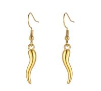 Boucles d'oreilles en corne italienne - Troisième œil du diable - Boucles d'oreilles cornicello porte-bonheur - Protection au piment - Talisman - Cadeau pour femme, Moyen, Acier inoxydable, Pas de