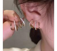 Boucles d'oreilles en cristal brillant, manchette de boucle d'oreille de griffe pour des femmes, boucles d'oreille de manchette de manchette de CZ d'argent sterling 925 pour des femmes filles (Gold)