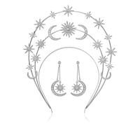 Boucles d'oreilles en cristal + diadèmes pour concours de beauté, bal de fin d'année, bandeau élégant, accessoire photo de mariée, 1 count (Pack of 1), Toile