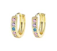 Boucles d'oreilles en cristal zircon coloré pour femmes Boucles d'oreilles tempérament léger Design Boucles d'oreilles confortables Boucles d'oreilles pour un deuxième trou d'oreille, A, Cuivre, Pas