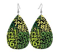 Boucles d'oreilles en cuir à motif abstrait algèbre pour femmes et filles Boucles d'oreilles pendantes esthétiques mignonnes en forme de larme