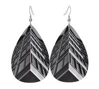 Boucles d'oreilles en cuir à motif architecture - Pour femme - Convient pour un usage quotidien, une fête et un rendez-vous galant