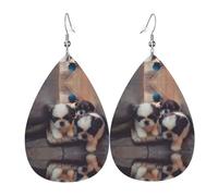 Boucles d'oreilles en cuir à motif chiot mignon dans le coin, pour femme, adaptées pour un usage quotidien, une fête et un rendez-vous galant