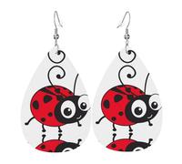 Boucles d'oreilles en cuir à motif coccinelle de dessin animé pour femme, adaptées pour un usage quotidien, une fête et un rendez-vous galant