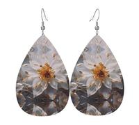 Boucles d'oreilles en cuir à motif de lys bordées de lys | Boucles d'oreilles imprimées en forme de goutte d'eau, adaptées pour le quotidien, les fêtes, les rendez-vous galants