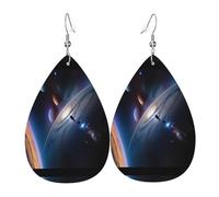 Boucles d'oreilles en cuir à motif d'univers fascinant - Pour femme, adaptées pour le quotidien, les fêtes, les rendez-vous, etc.