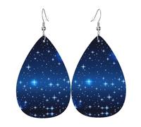 Boucles d'oreilles en cuir à motif étoile bleue - Boucles d'oreilles pour femme, adaptées pour le quotidien, les fêtes, les rendez-vous, etc.