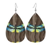 Boucles d'oreilles en cuir à motif libellule colorée, pour femme, adaptées pour un usage quotidien, une fête et un rendez-vous galant