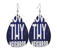 Boucles d'oreilles en cuir « Aime ton prochain », accessoire de mode, parfaites pour les fêtes, les vacances et le quotidien.