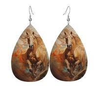 Boucles d'oreilles en cuir avec chevaux qui courent dans l'eau, accessoires pour femmes, adaptées pour un usage quotidien, les trajets et les voyages.