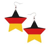 Boucles d'oreilles en cuir avec drapeau allemand en forme d'étoile - Accessoires de mode - Légères - Pour festivals, fêtes, vie quotidienne, One Size, Cuir, Pas de pierre précieuse