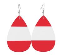 Boucles d'oreilles en cuir avec drapeau autrichien, accessoires pour femme, adaptées pour un usage quotidien, les trajets et les voyages.