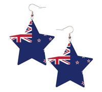 Boucles d'oreilles en cuir avec drapeau de la Nouvelle-Zélande en forme d'étoile - Accessoires de mode - Légères - Pour festivals, fêtes, vie quotidienne, One Size, Cuir, Pas de pierre précieuse