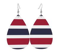 Boucles d'oreilles en cuir avec drapeau de la Thaïlande, boucles d'oreilles de style européen et américain pour jeunes femmes, cadeaux d'anniversaire, cadeaux de Saint-Valentin