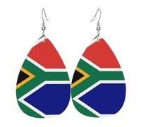 Boucles d'oreilles en cuir avec drapeau de l'Afrique du Sud, style européen et américain pour jeunes femmes, cadeaux d'anniversaire, cadeaux de Saint-Valentin
