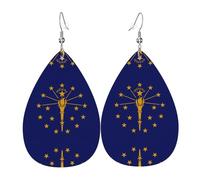 Boucles d'oreilles en cuir avec drapeau de l'État de l'Indiana, style européen et américain, pour jeunes femmes, cadeaux d'anniversaire, cadeaux de Saint-Valentin
