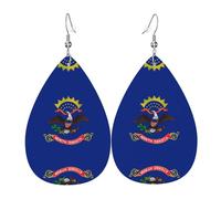Boucles d'oreilles en cuir avec drapeau de l'État du Dakota du Nord, style européen et américain pour jeunes femmes, cadeaux d'anniversaire, cadeaux de Saint-Valentin