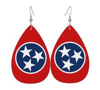 Boucles d'oreilles en cuir avec drapeau de l'État du Tennessee, accessoires pour femmes, adaptées pour un usage quotidien, les trajets et les voyages.