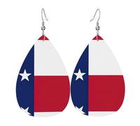 Boucles d'oreilles en cuir avec drapeau de l'État du Texas pour femme - En forme de goutte d'eau - Accessoires de mode imprimés - Pour le quotidien, taille unique, Cuir