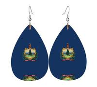 Boucles d'oreilles en cuir avec drapeau de l'État du Vermont, style européen et américain pour jeunes femmes, cadeaux d'anniversaire, cadeaux de Saint-Valentin