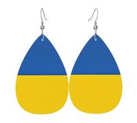 Boucles d'oreilles en cuir avec drapeau de l'Ukraine, accessoires pour femme, adaptées pour un usage quotidien, les trajets et les voyages.