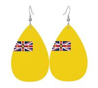 Boucles d'oreilles en cuir avec drapeau de Niue - Forme élégante en forme de goutte d'eau - Parfait pour les femmes, et un excellent choix de décoration pour les fêtes et les vacances.