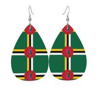 Boucles d'oreilles en cuir avec drapeau du Commonwealth de la Dominique, style européen et américain pour jeunes femmes, cadeaux d'anniversaire, cadeaux de Saint-Valentin