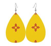 Boucles d'oreilles en cuir avec drapeau du Nouveau-Mexique - Style européen et américain - Pour jeunes femmes - Cadeau d'anniversaire ou de Saint-Valentin