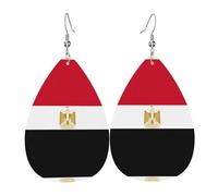 Boucles d'oreilles en cuir avec drapeau égyptien pour femme - En forme de larme - Accessoire de mode - À porter au quotidien -, taille unique, Cuir