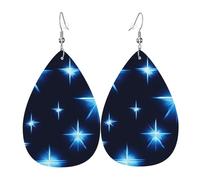 Boucles d'oreilles en cuir avec étoile bleue de dessin animé, accessoires pour femme, adaptées pour un usage quotidien, les trajets et les voyages.