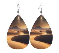 Boucles d'oreilles en cuir avec étoiles du désert, accessoires pour femme, adaptées pour un usage quotidien, les trajets et les voyages.