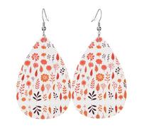 Boucles d'oreilles en cuir avec fleur et arbre - Style européen et américain - Pour jeunes femmes, cadeaux d'anniversaire ou de Saint-Valentin