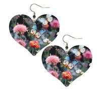 Boucles d'oreilles en cuir avec fleurs et papillons colorés pour femme, boucles d'oreilles pendantes légères en forme de cœur, bijoux cadeaux