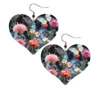 Boucles d'oreilles en cuir avec fleurs et papillons colorés pour femme, boucles d'oreilles pendantes légères en forme de cœur, bijoux cadeaux