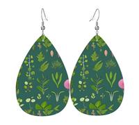 Boucles d'oreilles en cuir avec fleurs et plantes. Forme élégante en forme de goutte, parfaite pour les femmes, et un excellent choix de décoration pour les fêtes et les vacances.