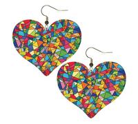 Boucles d'oreilles en cuir avec formes géométriques lumineuses pour femme - Boucles d'oreilles pendantes légères en forme de cœur - Bijoux cadeaux