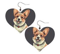 Boucles d'oreilles en cuir avec illustration de chien corgi mignon pour femme - Boucles d'oreilles pendantes légères - Bijoux cadeaux, One Size, Pas de gemme
