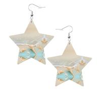 Boucles d'oreilles en cuir avec imprimé étoile de mer - Accessoires légers et élégants pour les fêtes, les danses et la vie quotidienne.
