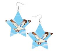Boucles d'oreilles en cuir avec imprimé mouettes volantes en forme d'étoile, accessoires légers et élégants pour les fêtes, les danses et la vie quotidienne.