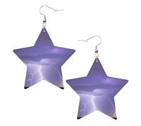 Boucles d'oreilles en cuir avec imprimé tempête de foudre en forme d'étoile, accessoires légers et élégants pour les fêtes, les danses et la vie quotidienne.