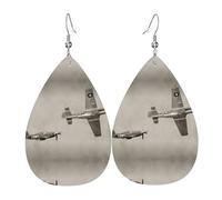Boucles d'oreilles en cuir avec motif avions de la Seconde Guerre mondiale pour femme, adaptées pour un usage quotidien, une fête et un rendez-vous galant