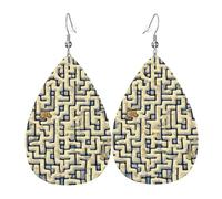 Boucles d'oreilles en cuir avec motif carte au trésor labyrinthe, accessoires pour femme, adaptés pour un usage quotidien, les trajets et les voyages.