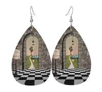 Boucles d'oreilles en cuir avec motif champignon et lanterne - Pour femme - Convient pour un usage quotidien, une fête et un rendez-vous galant