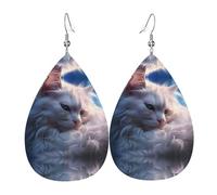 Boucles d'oreilles en cuir avec motif chat à indice d'octane élevé - Style européen et américain - Pour jeunes femmes, cadeaux d'anniversaire ou de Saint-Valentin