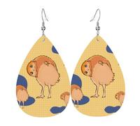 Boucles d'oreilles en cuir avec motif chouette - Pour femme - Convient pour le quotidien, les fêtes, les rendez-vous, etc.
