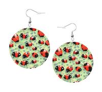 Boucles d'oreilles en cuir avec motif coccinelles pour femme - Boucles d'oreilles pendantes et créoles parfaites pour les fêtes costumées, accessoires de filles, taille unique, Cuir